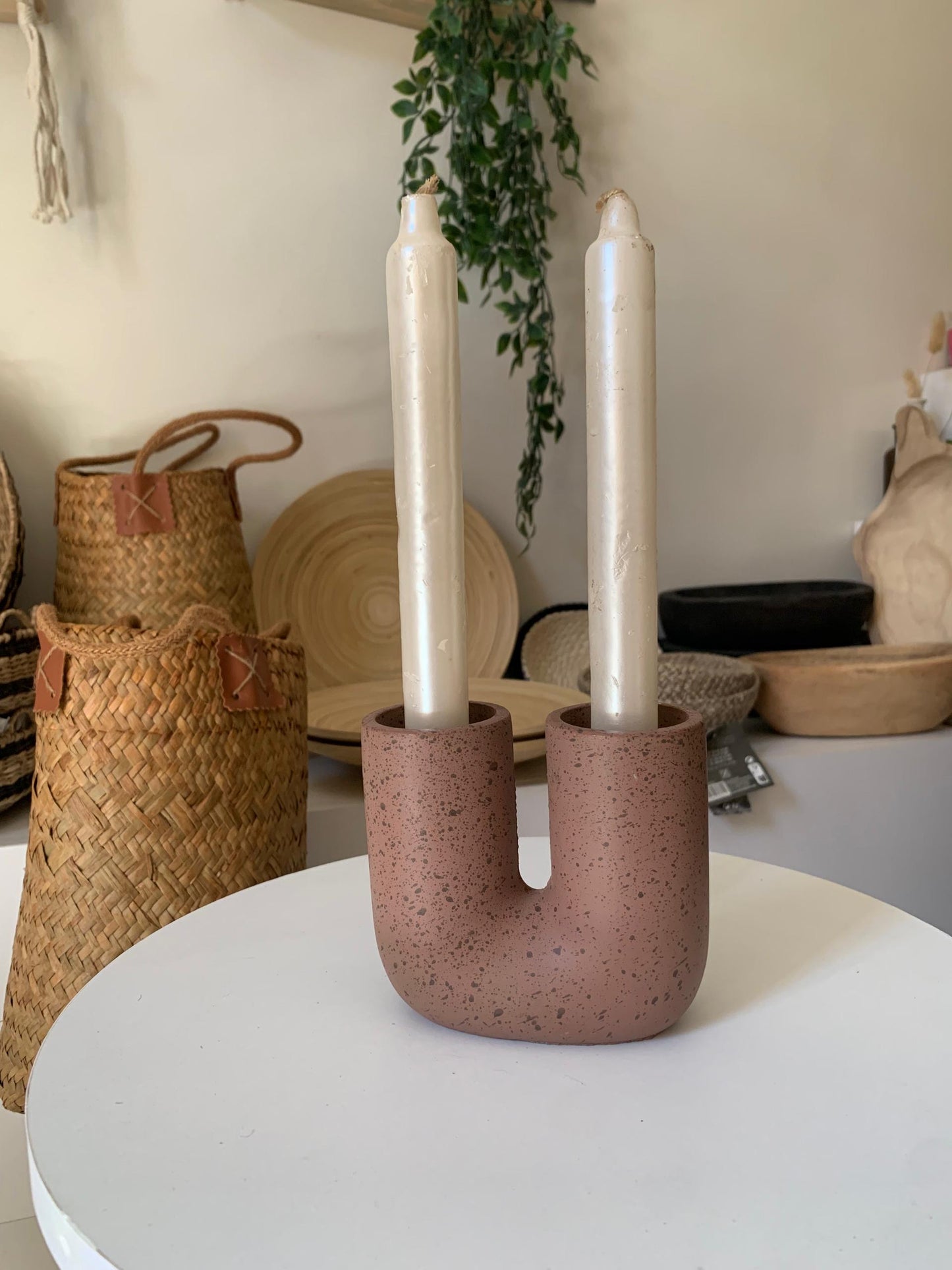 Bougeoir U effet granit