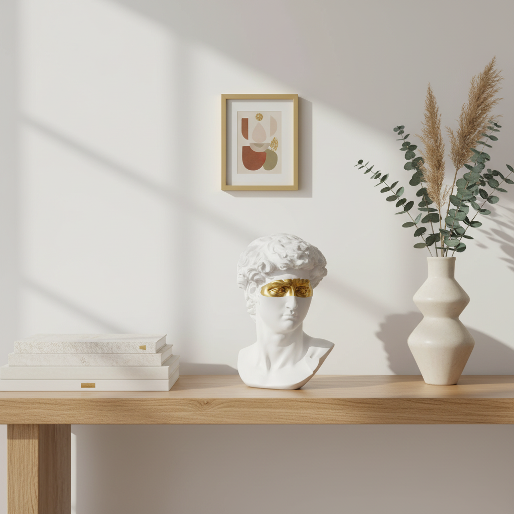 Déco à poser résine David yeux dorés