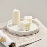 Plateau marbre rond blanc - 25 cm