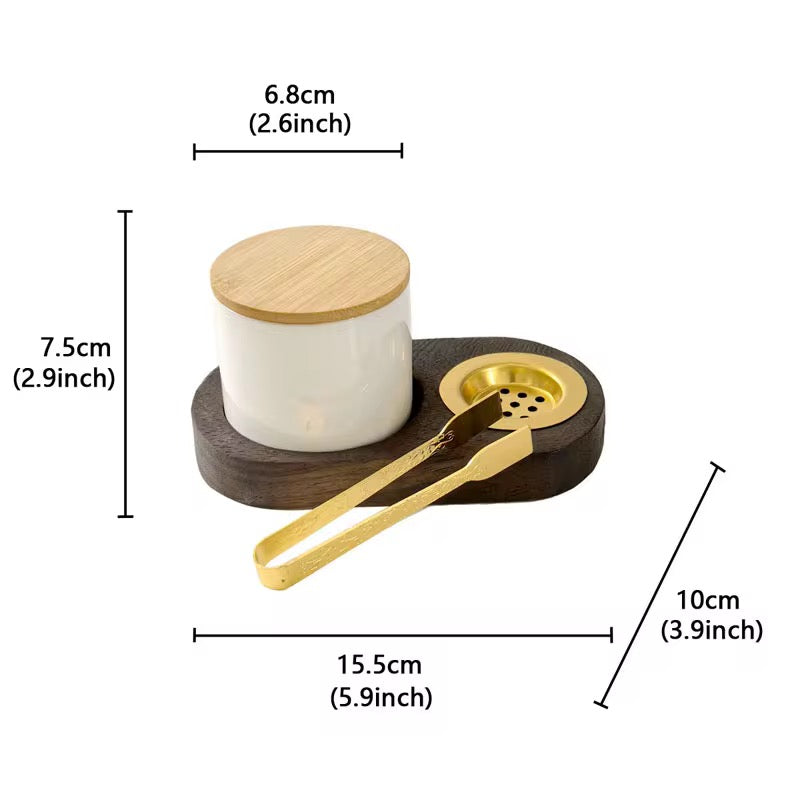 Duo brûleur d’encens & Pot - Bois, Or, Céramique