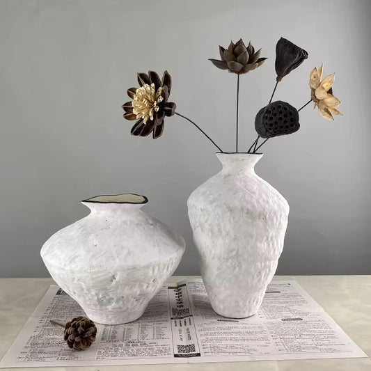 Duo vases blanc minéral - Collection Wabi Sabi