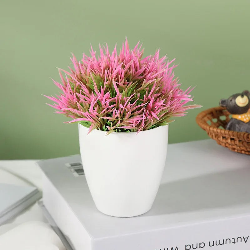 Mini pot fleurs artificielles colorées