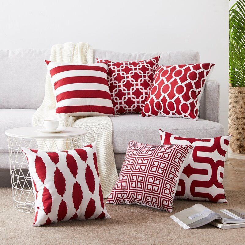 Coussins tons rouges