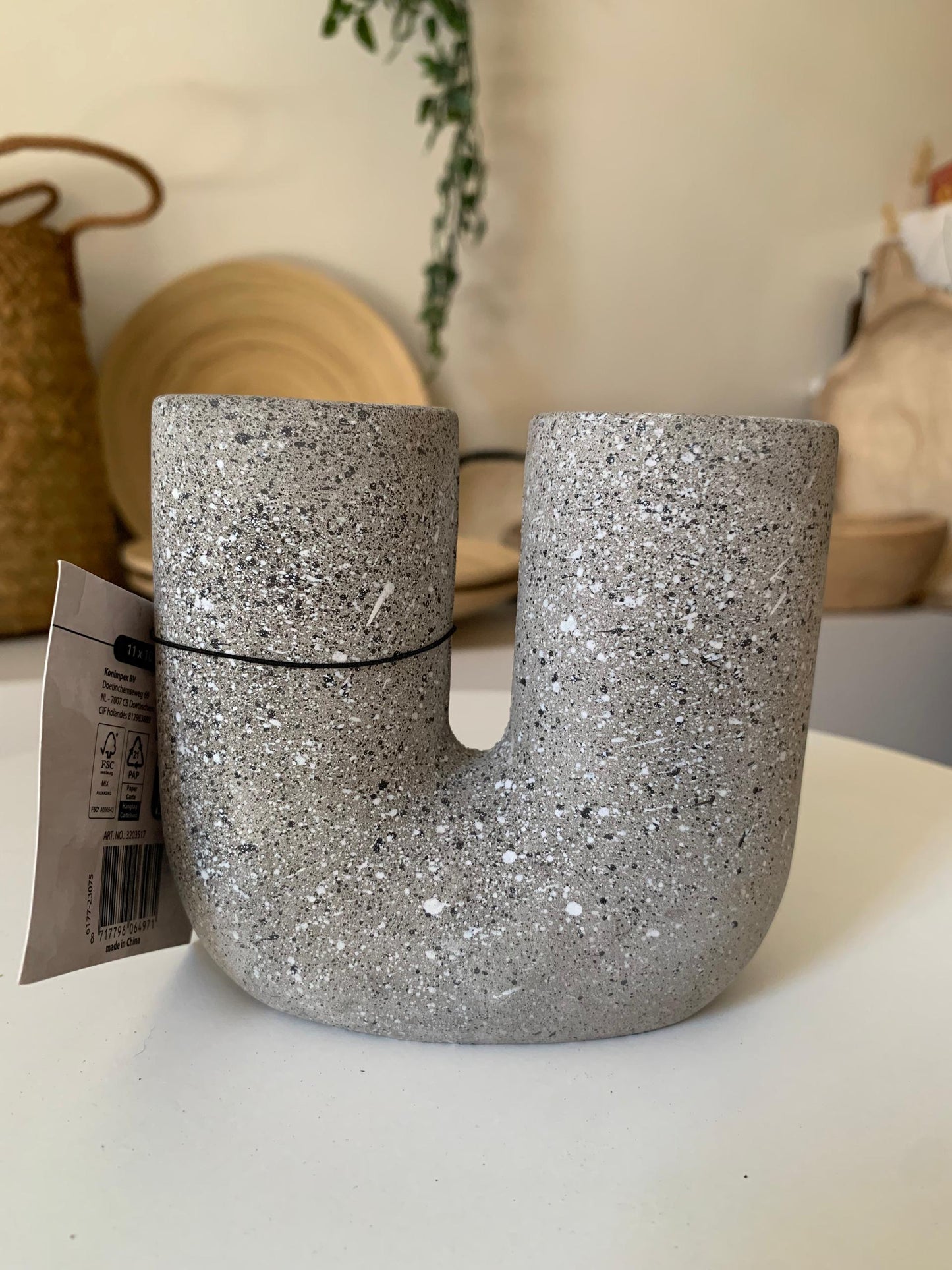 Bougeoir U effet granit