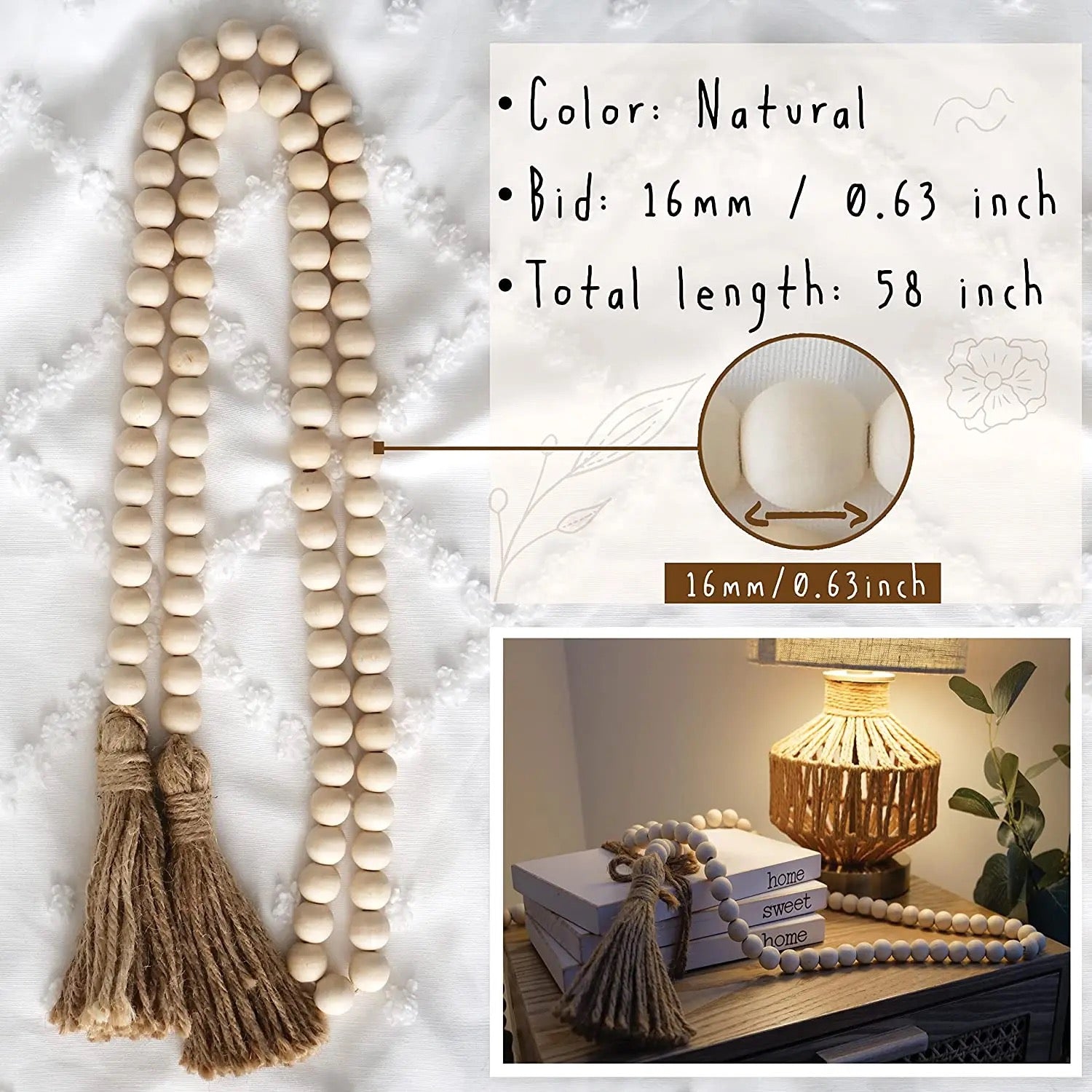 Perle décorative en bois