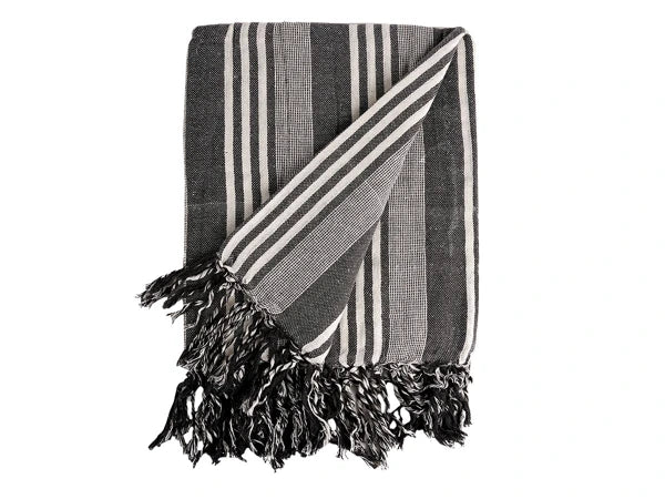 Plaid Rayures Anthracite 235 x 205 cm