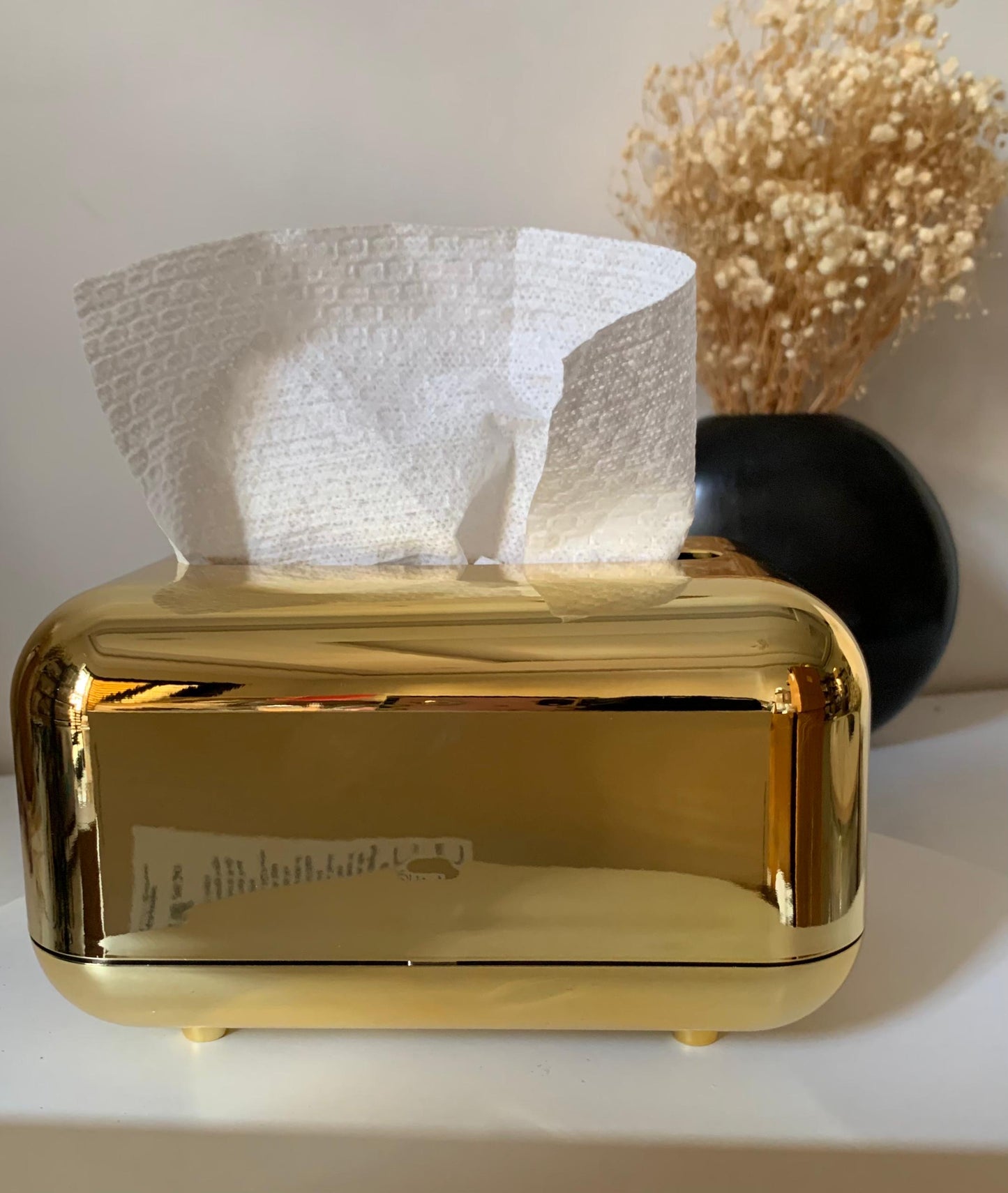 Boîte à mouchoirs effet miroir – Finition chrome ou dorée