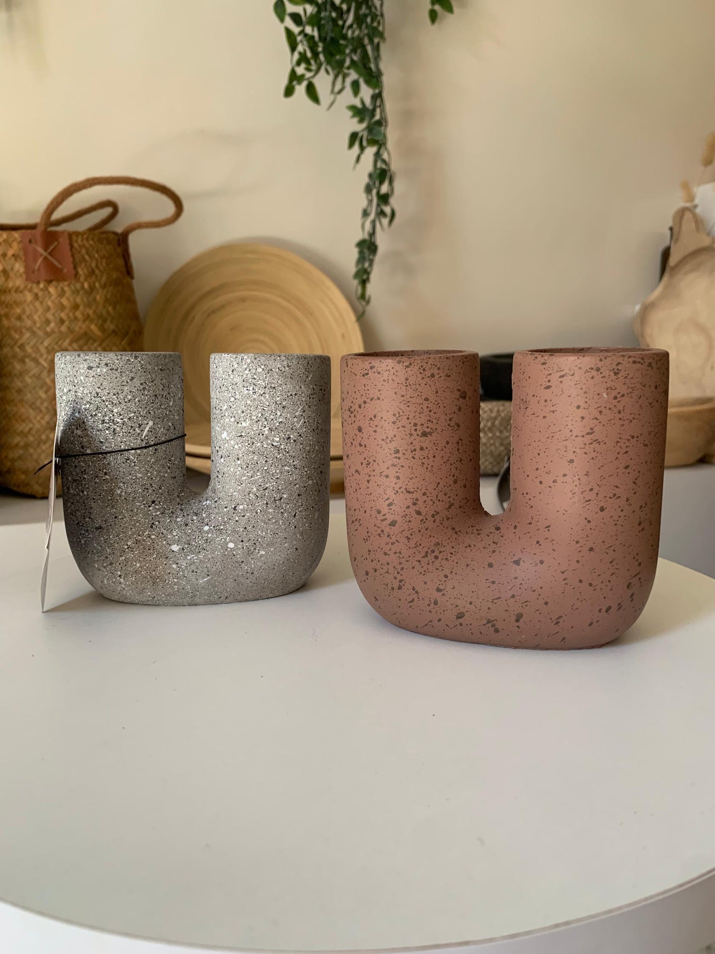 Bougeoir U effet granit