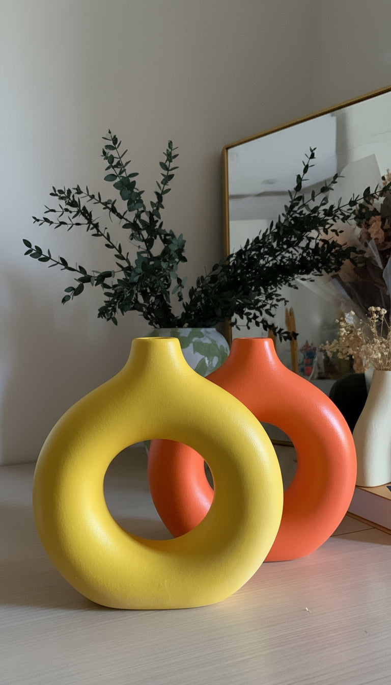 Vase donut coloré