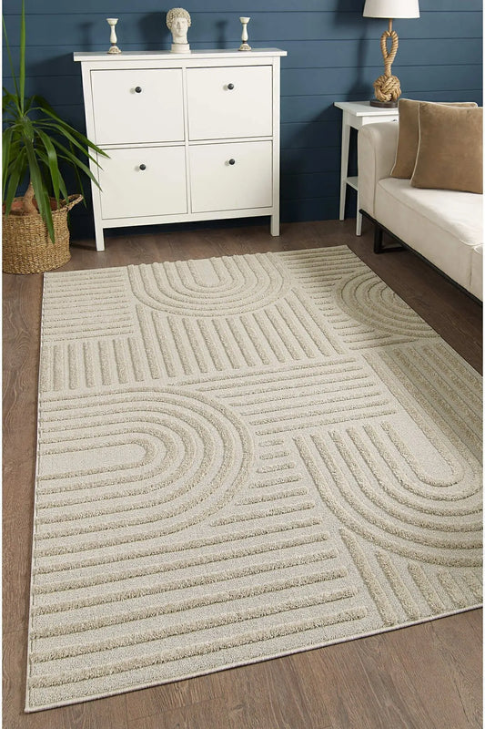 Tapis texturé beige – 140x200 cm