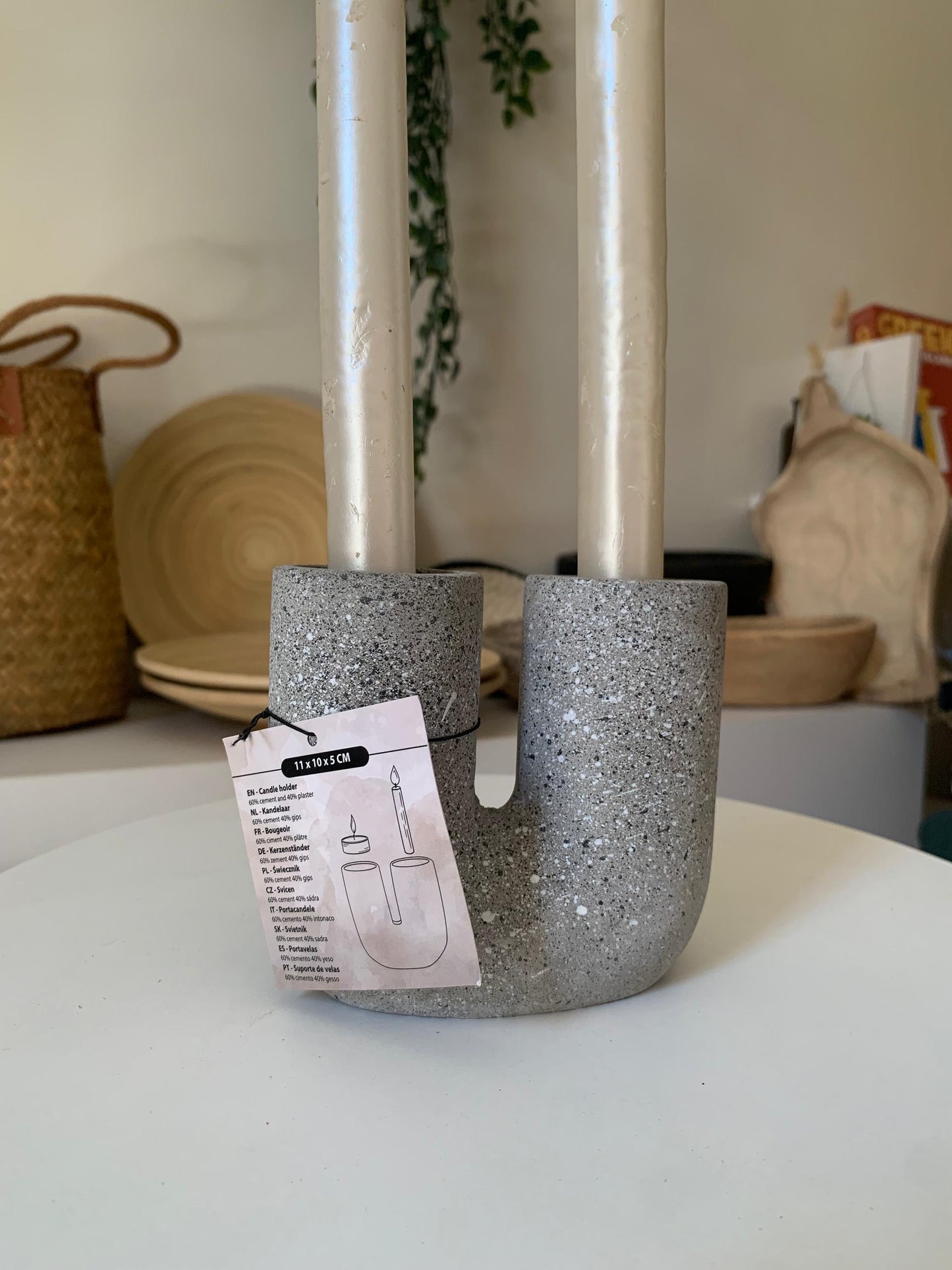 Bougeoir U effet granit