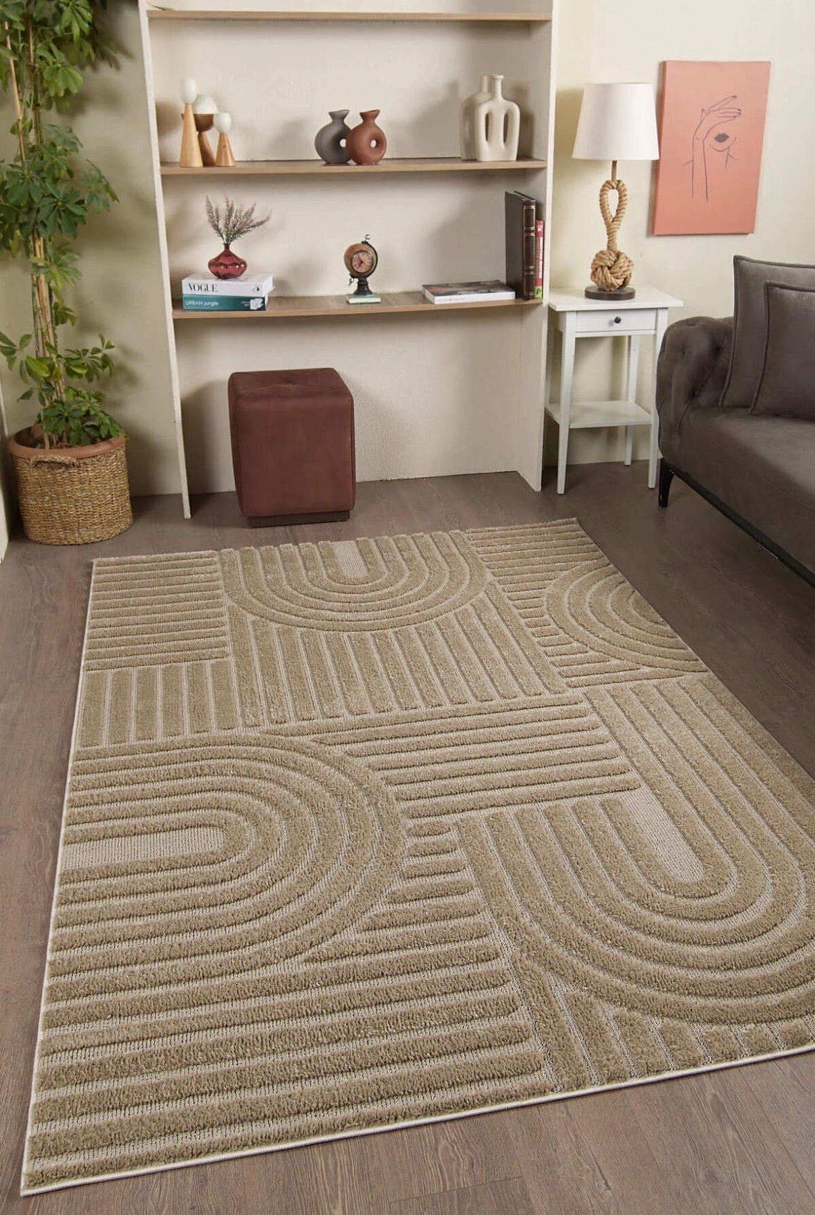 Tapis texturé motifs courbes - 160x230 cm