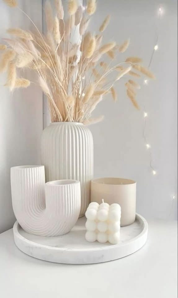 Plateau marbre rond blanc - 25 cm