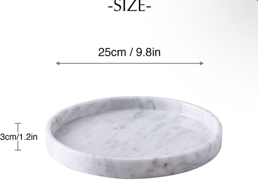 Plateau marbre rond blanc - 25 cm