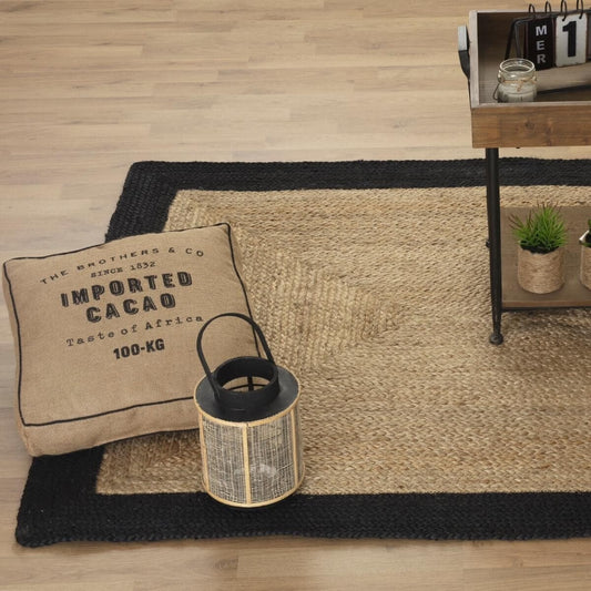 Tapis jute bord noir
