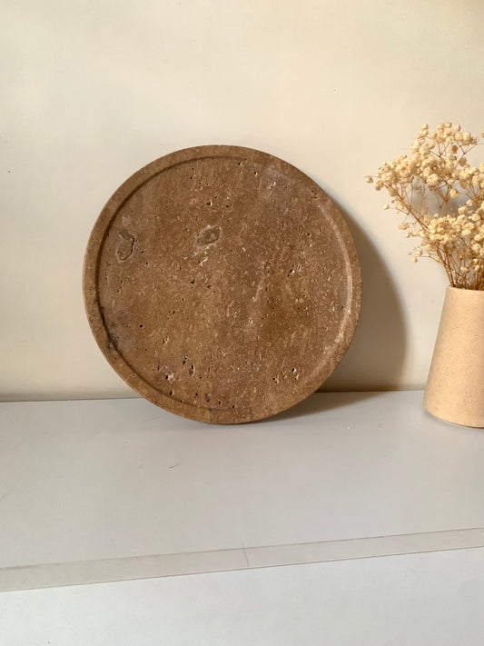 Plateau rond Terra – Travertin naturel 30 cm