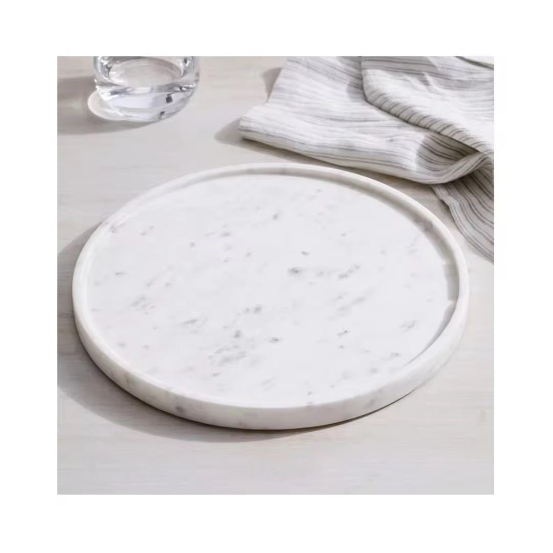 Plateau marbre rond blanc - 25 cm