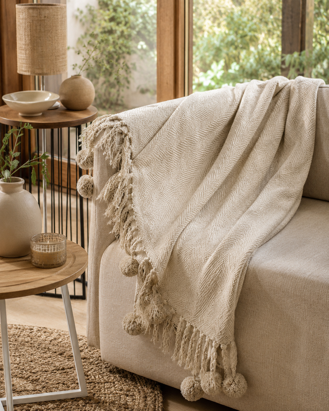 Plaid Polyvalent Pompon 120x150 cm