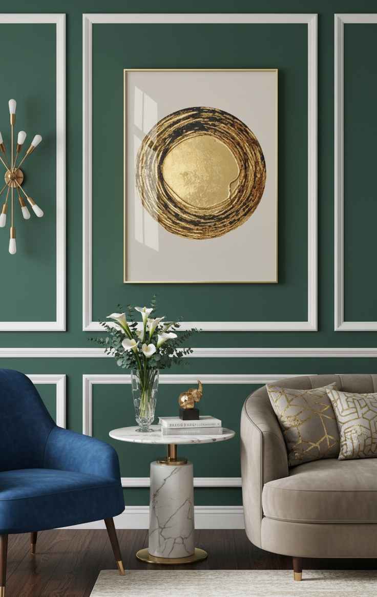 Tableau Cercle Or Texturé – Verre Crystal Porcelaine