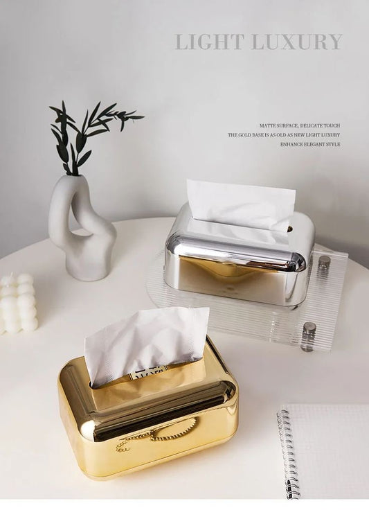 Boîte à mouchoirs effet miroir – Finition chrome ou dorée