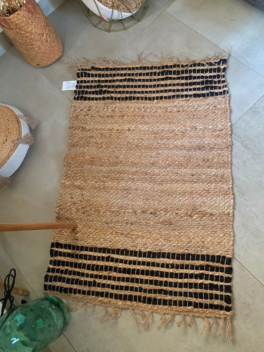 Tapis naturel à rayures noires 60x90 cm