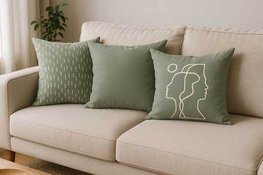 Coussins ton vert sauge