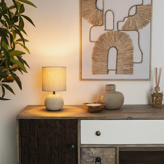 Lampe boule Gaia - Lin - Beige, H28