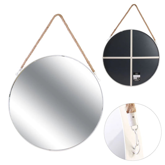 Miroir rond blanc - Anse jonc - 50 cm