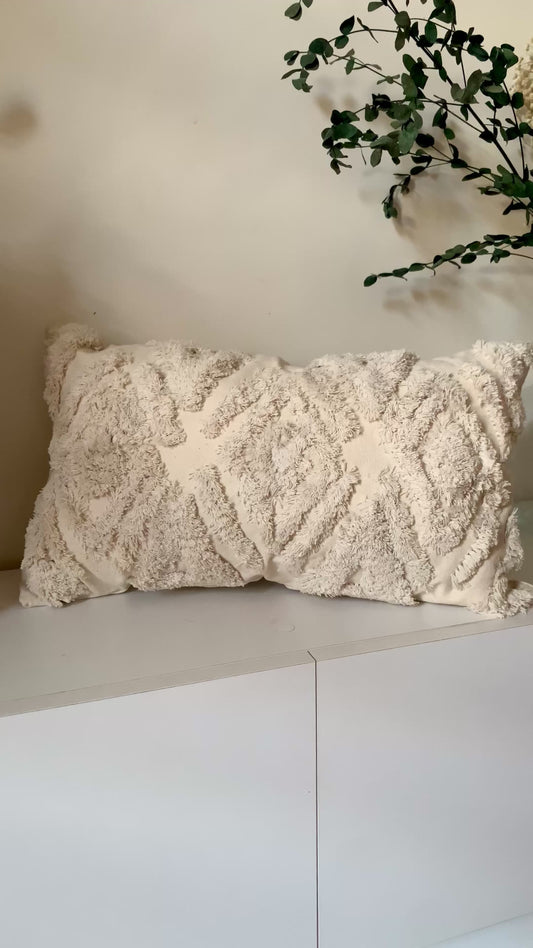 Coussin texturé écru 30x50 cm