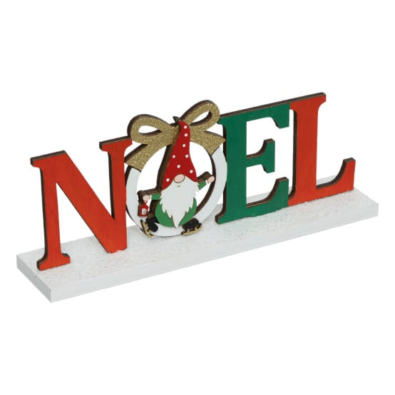 Déco Noël en bois “NOEL & gnome” – L 24 cm