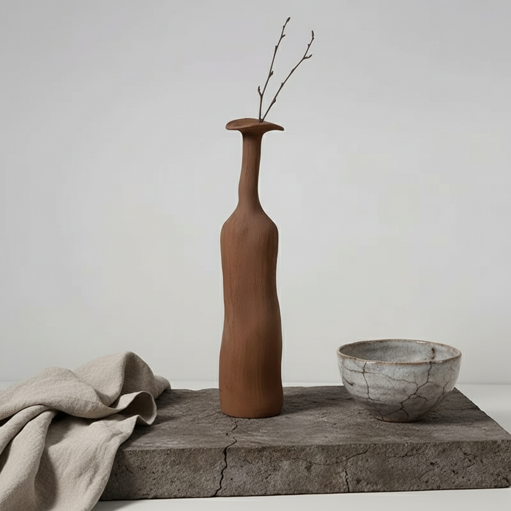 Vase en céramique artisanale terracotta – 47 cm