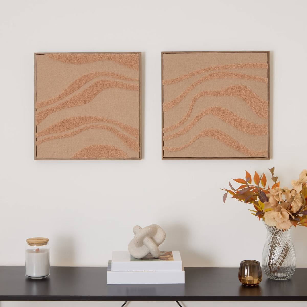 Tableau Tissé Noélie - 40x40 cm Rose Blush