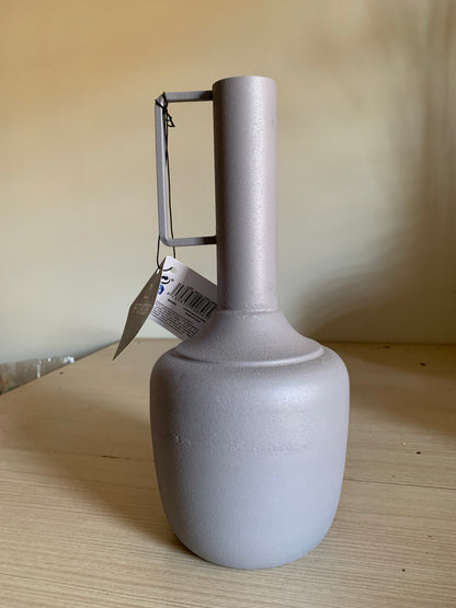 Vase acier à poignée rectangulaire - gris pastel ou rose nude