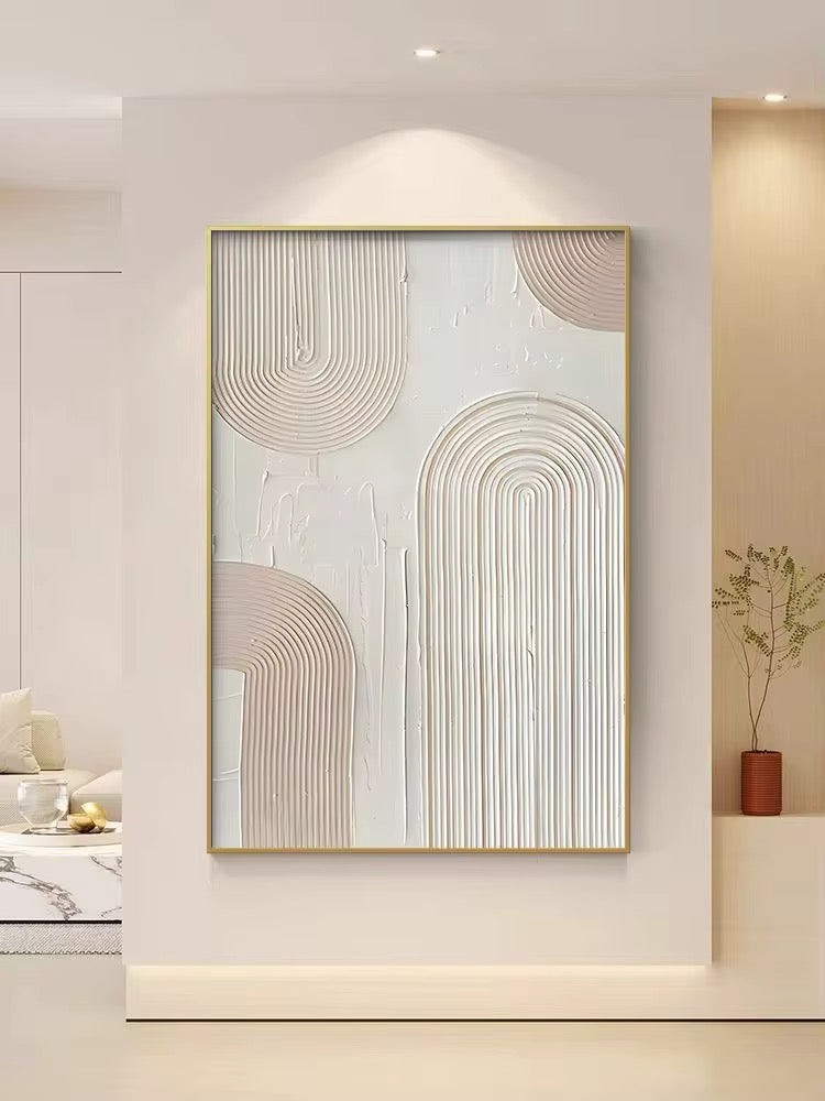 Tableau Relief Beige Rosé - 60x90 cm - Collection Wabi Sabi