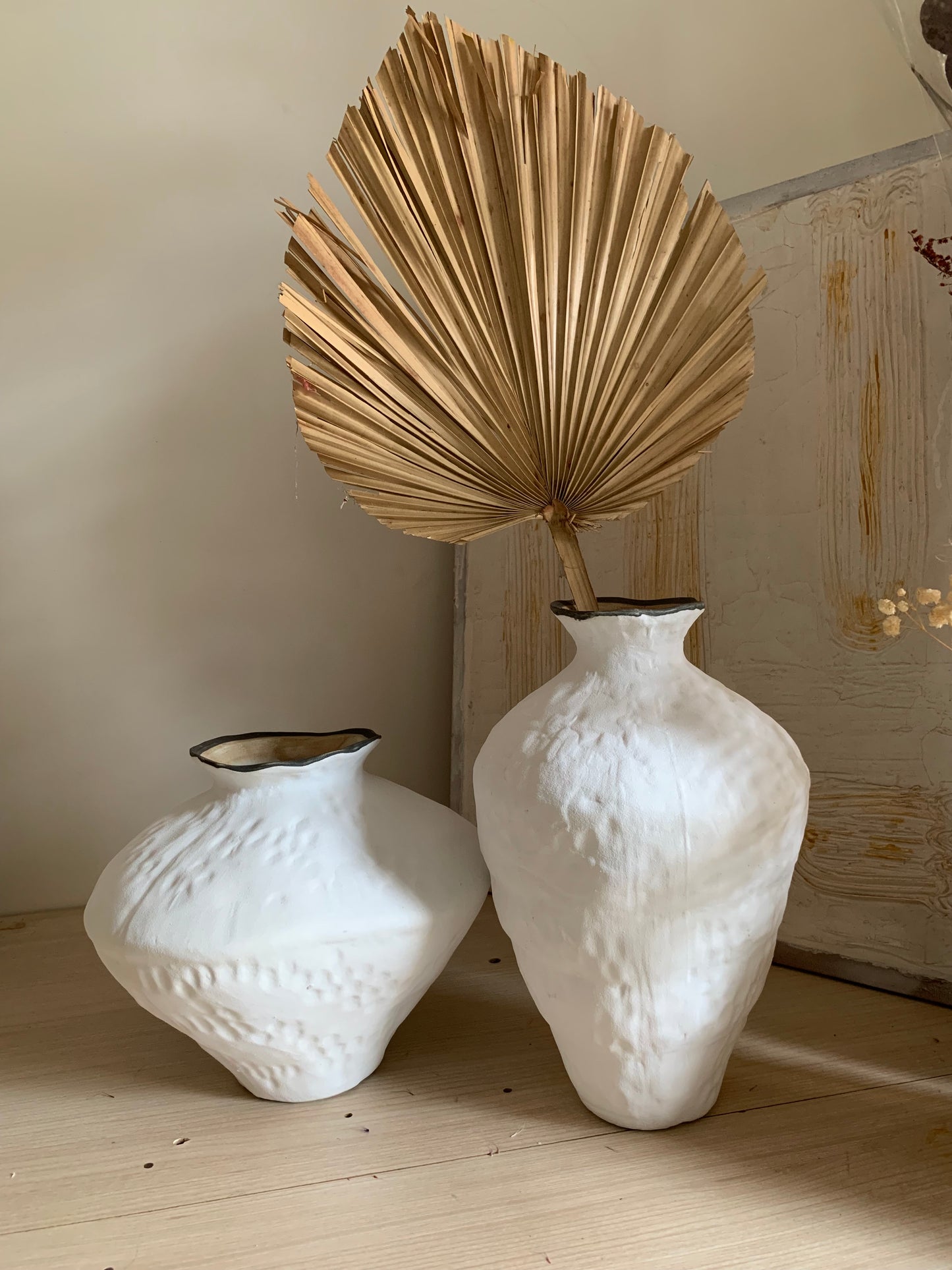 Duo vases blanc minéral - Collection Wabi Sabi