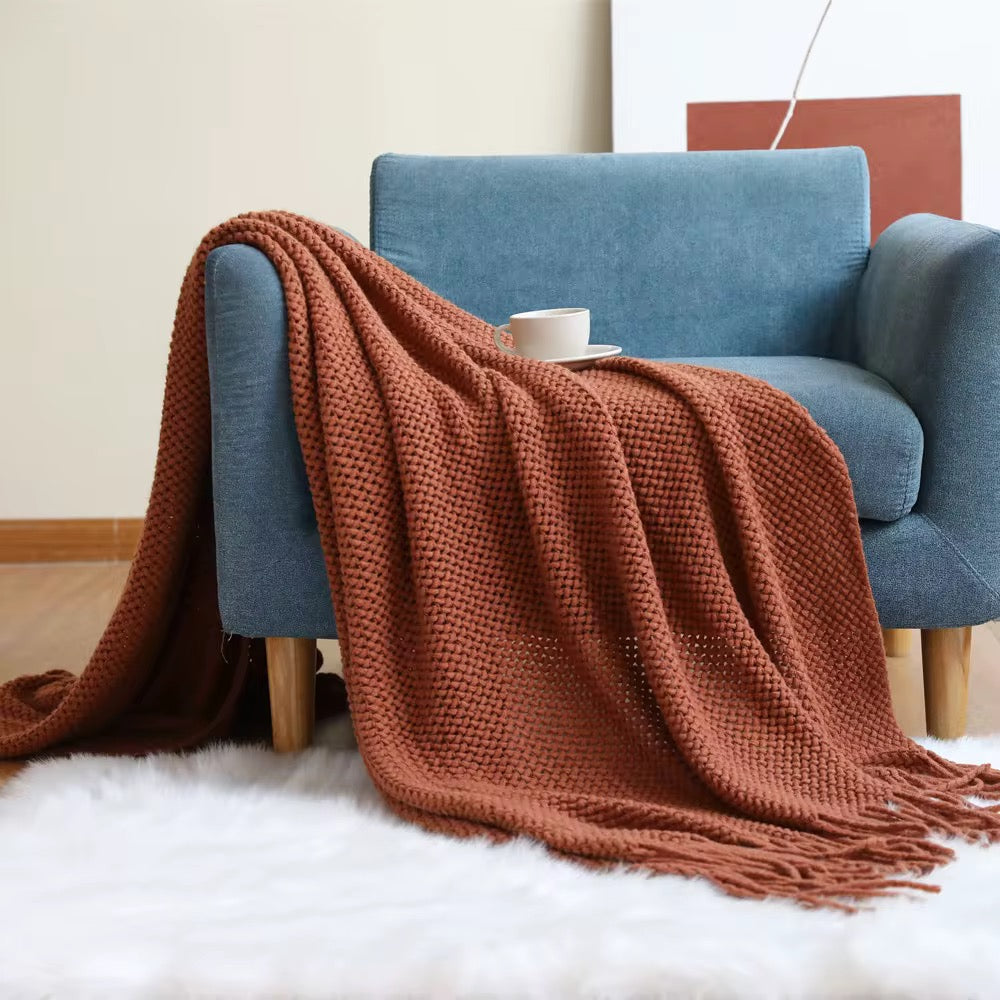 Plaid chunky Maya - maille XXL à franges