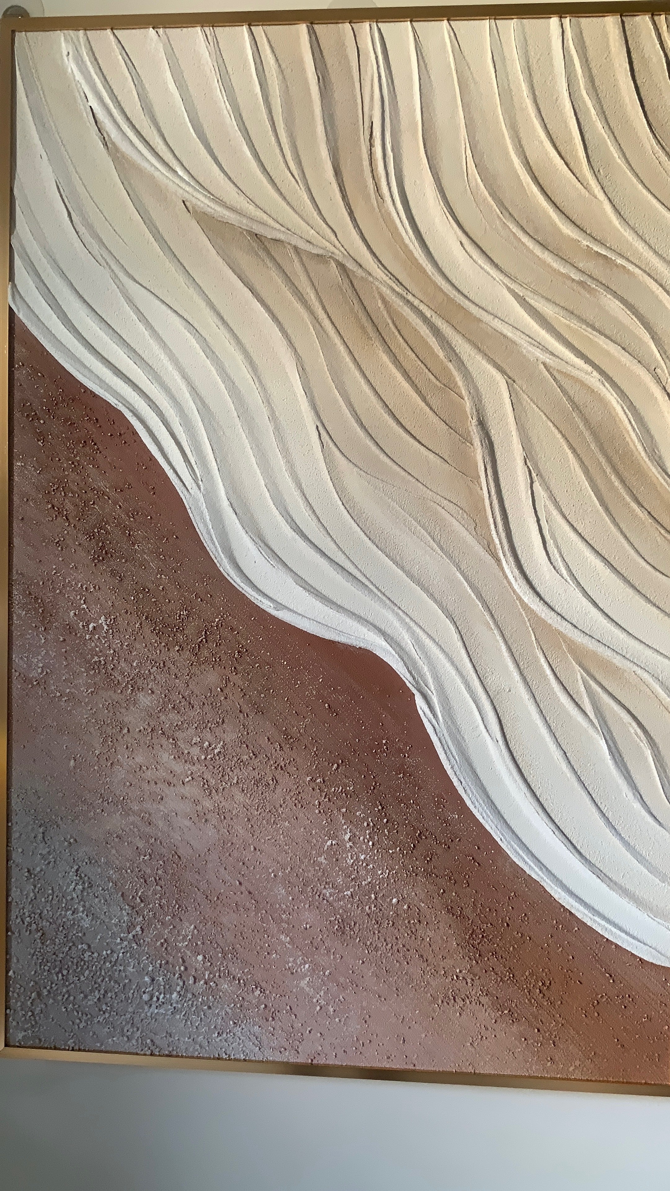 Tableau texturé abstrait terracotta et écru 60 x 90 cm
