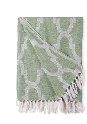 Plaid jacquard vert multi-usages 180 x 220 cm