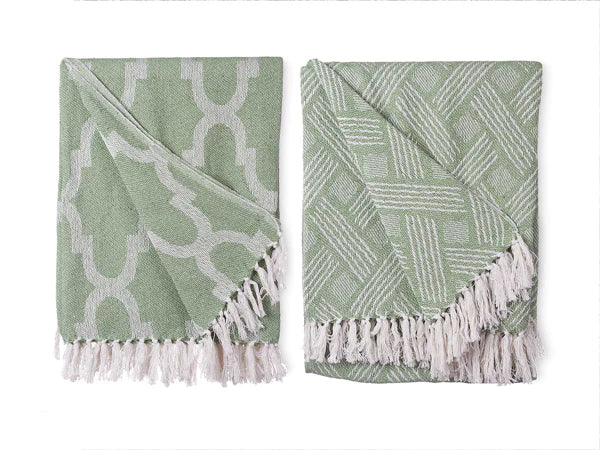 Plaid jacquard vert multi-usages 180 x 220 cm