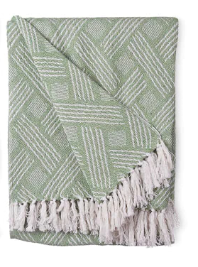 Plaid jacquard vert multi-usages 180 x 220 cm