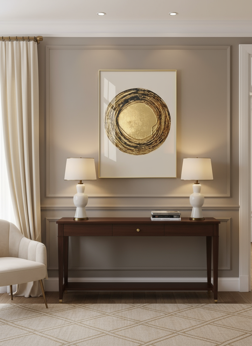 Tableau Cercle Or Texturé – Verre Crystal Porcelaine