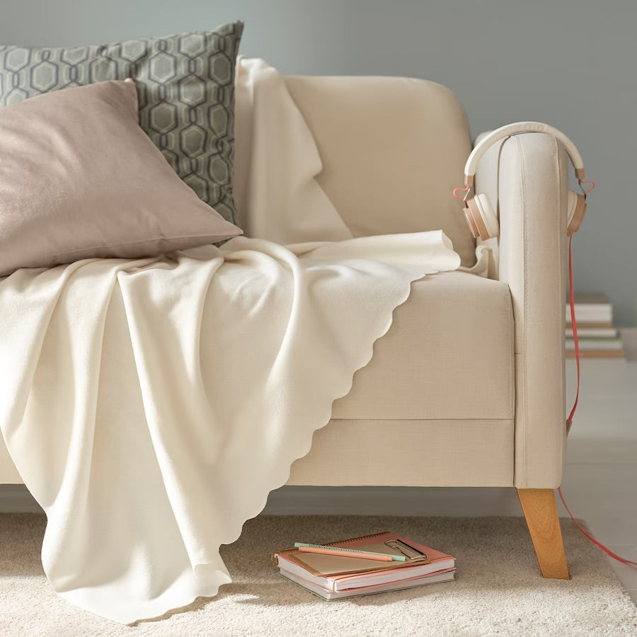 Plaid moelleux blanc cassé