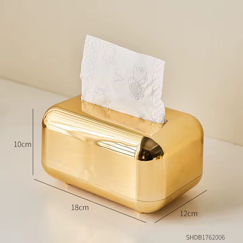 Boîte à mouchoirs effet miroir – Finition chrome ou dorée