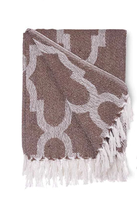 Plaid jacquard polyvalent 125 x 150 cm - Marron