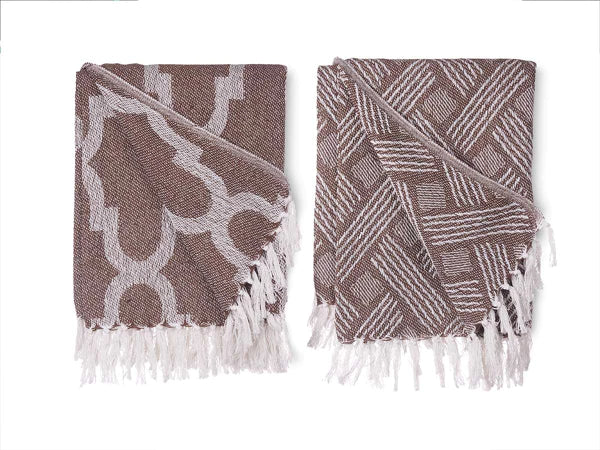 Plaid jacquard polyvalent 125 x 150 cm - Marron