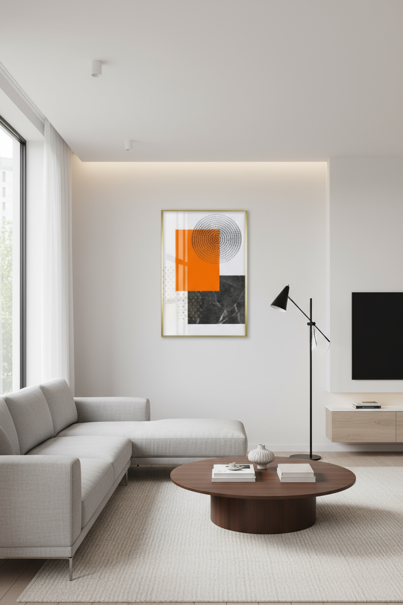 Tableau Abstrait Graphique Orange – 50x70 cm