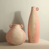Vases en céramique texturée rose poudré