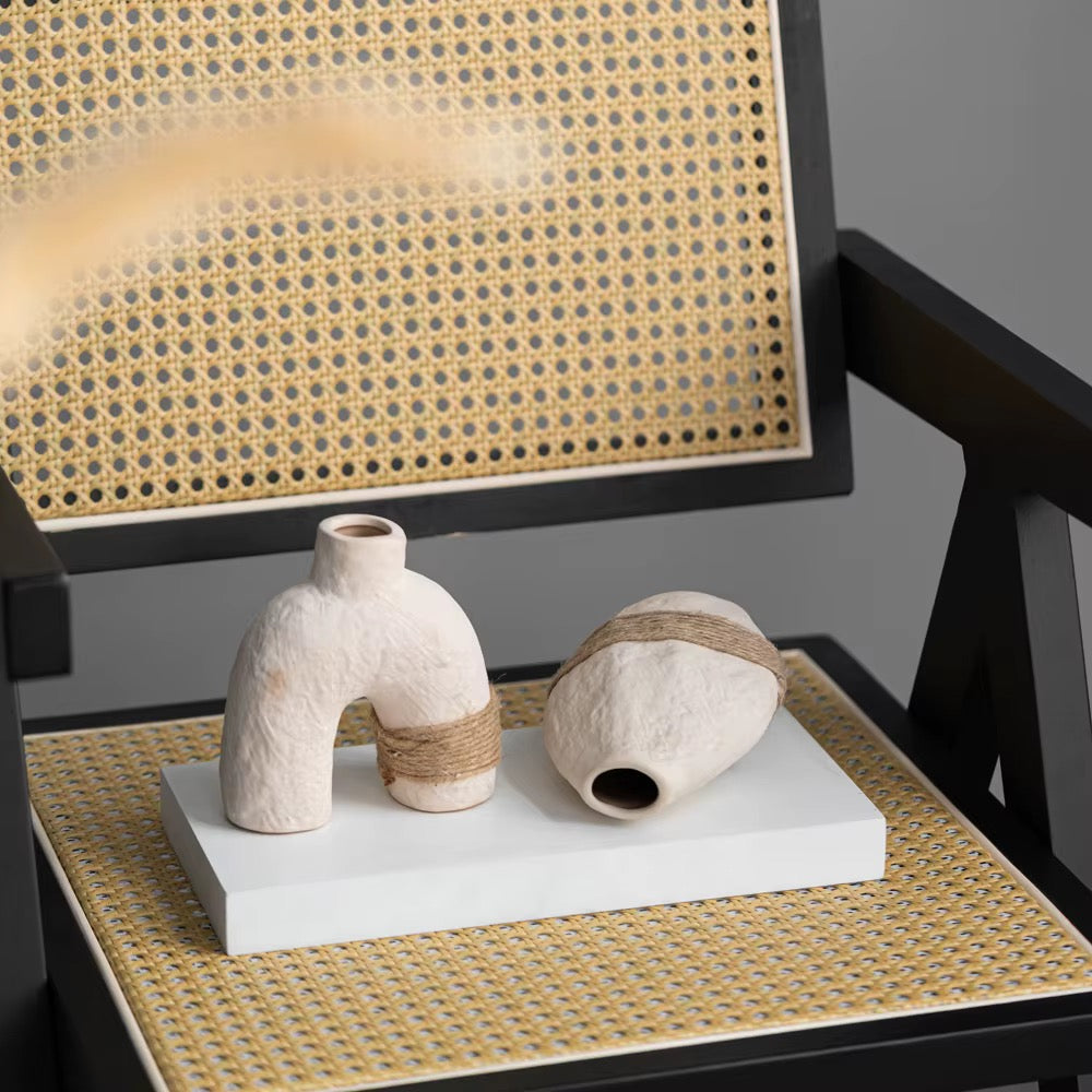Trio Vases Céramique Texturée Jute