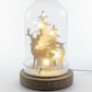 Dôme lumineux de Noël bois et verre – Cerfs enneigés