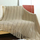 Plaid tricoté rayé Écru Douillet - 172 x 127 cm